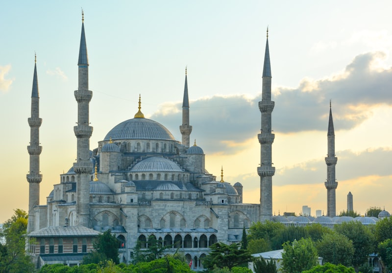 Topkapi Palace overlooking the Bosphorus strait with historic Ottoman architecture